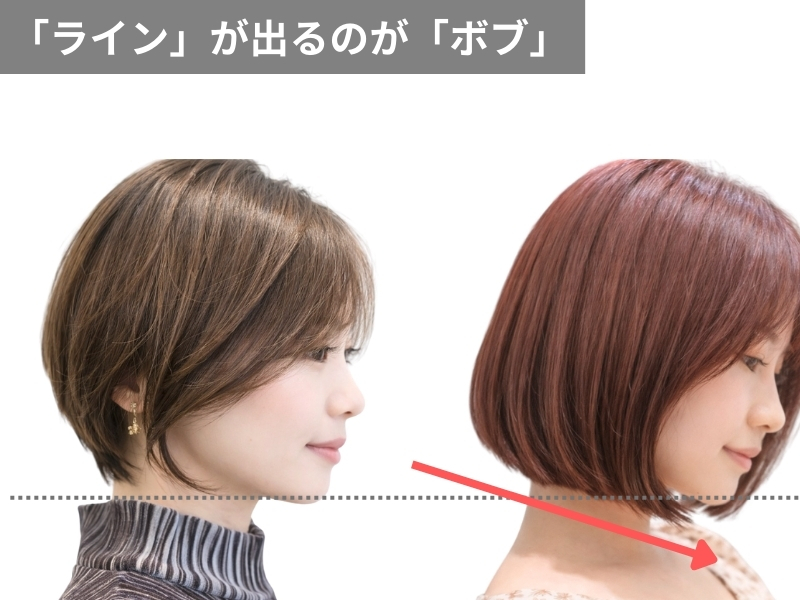 ショートヘアとボブの違い|ライン感の比較