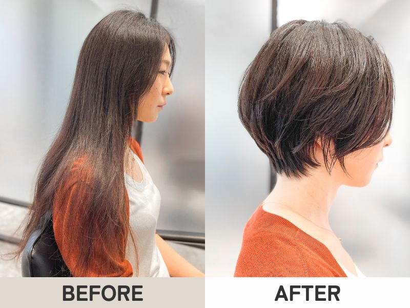 40代｜ロングからショートボブへカットした施術実例｜銀座のショート・ボブ専門美容室