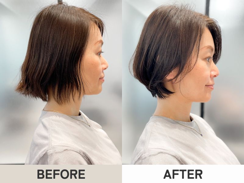 40代｜後頭部のペタンコ解消カット｜銀座のショート・ボブ専門サロンのお客様実例