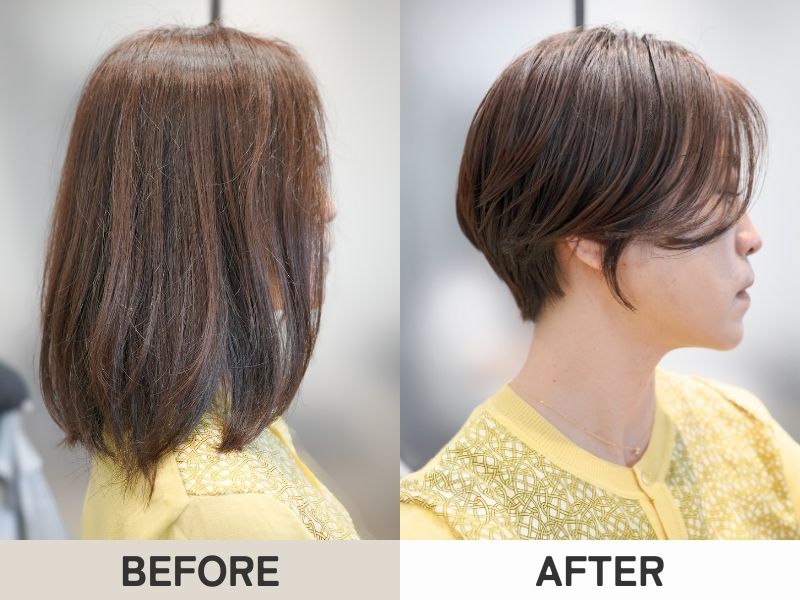 40代｜大人かっこいいショートヘアへの変身｜銀座のショート・ボブ専門サロンのお客様実例
