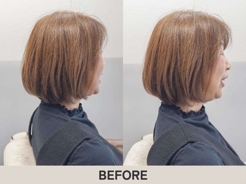 銀座の美容室FABLE GINZAによるカット前の状態。後頭部のボリュームが出にくく絶壁に見えてしまうお悩み。