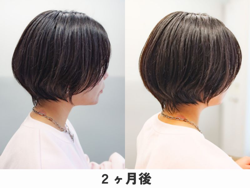 ショートヘアの2ヶ月後の状態｜重さが出たシルエットとまとまりの変化